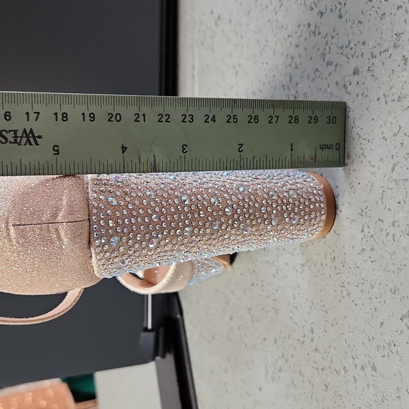 Champagne Sparkling Peep Toe 4 3/4 inch Heels with Platform - Picture 5 of 5